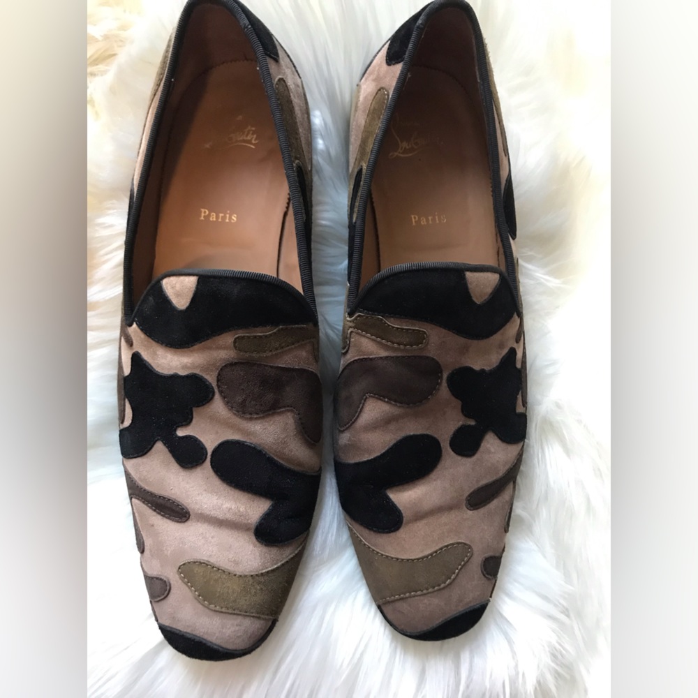 Authentic Christian Louboutin Military Suede Print Shoes Sz 45